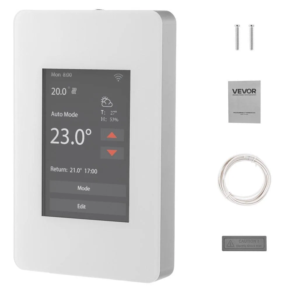 VEVOR VEVOR 7-Day Programmable Thermostat 3.5" TFT Touchscreen GFCI Gray-White — product photo