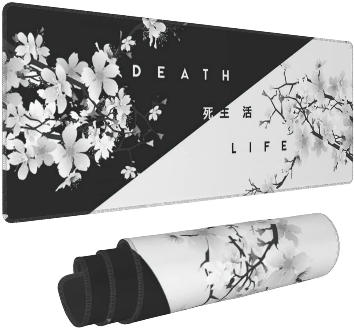 xfactory xfactory Black and White Cherry Blossom Mouse Pad 31.5 x 11.8 Inch — product photo
