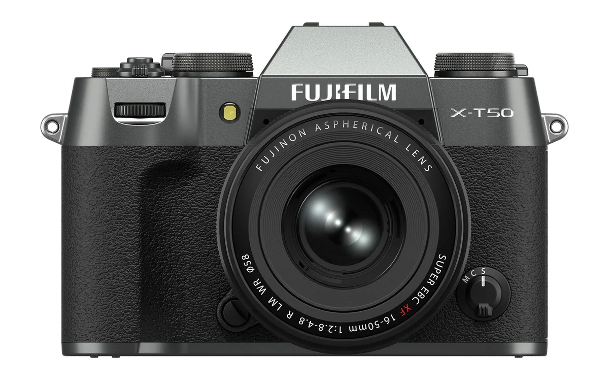 FUJIFILM FUJIFILM X-T50 compact mirrorless camera XF16-50mmF2.8-4.8 R LM WR lens kit Charcoal Silver — product photo
