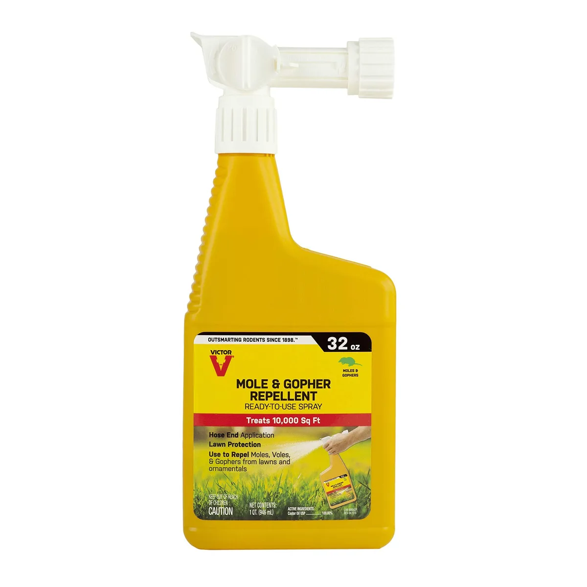 White plastic 32 fl oz spray bottle with hose-end connector