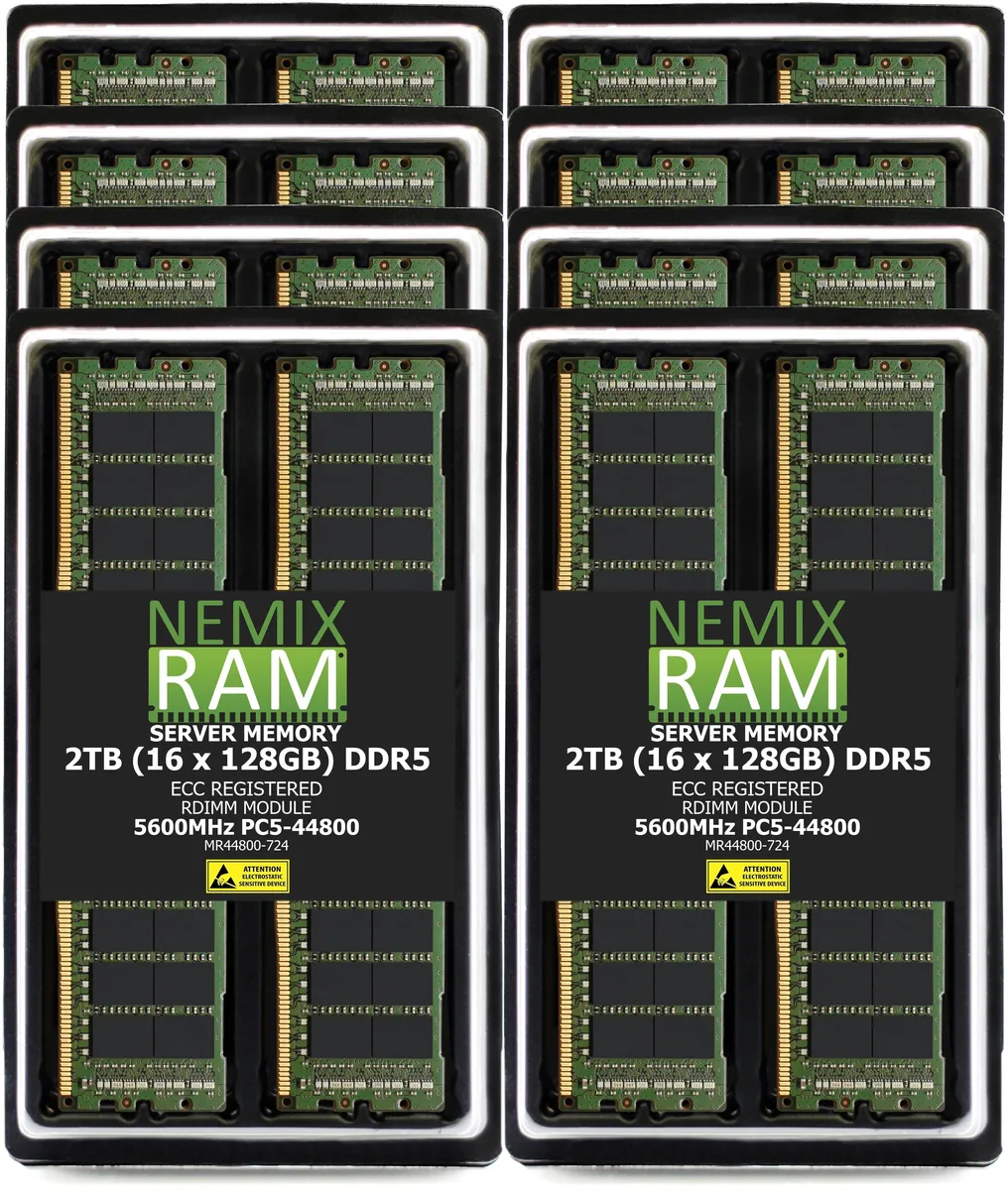 NEMIX RAM NEMIX RAM DDR5 5600 ECC RDIMM 2TB 16x128GB CL46 1.1V Supermicro H14DSG-OD memory upgrade — product photo