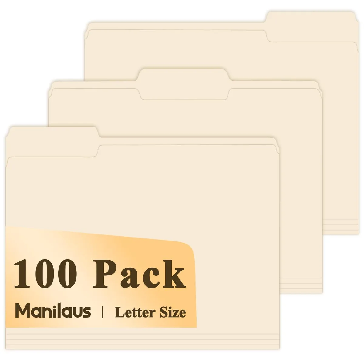 Box of 100 manila file folders 8.5 x 11 inches with 1/3 cut tabs