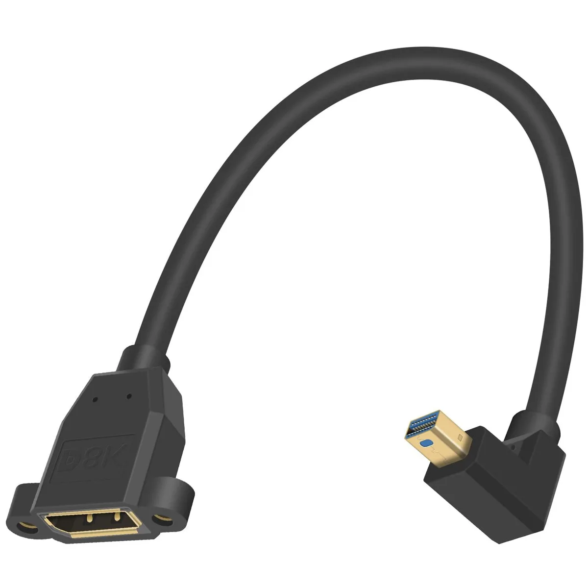 BUCIER BUCIER Mini DP to DP 1.4 cable 30 cm up-angle male-female screw mount — product photo