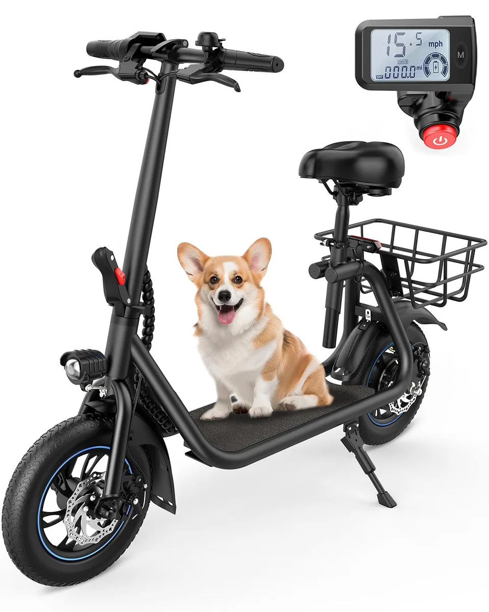 URBANMAX URBANMAX C1-Black 450W 22-mile electric scooter with seat — product photo