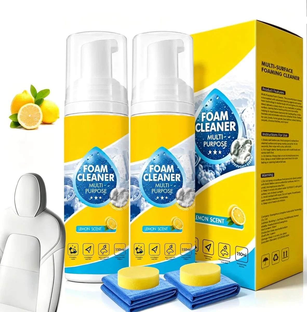  Metra 4-in-1 Multi-Enzyme Foam Cleaner 5oz 2-Pack with Sponges and Towel — product photo