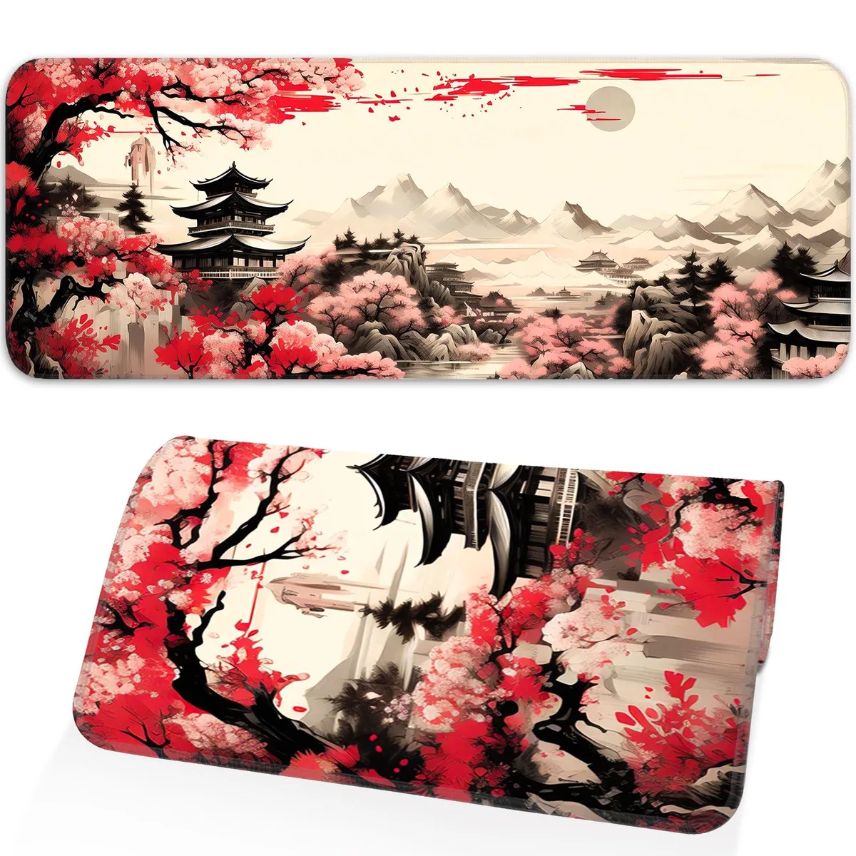 KEHIPI KEHIPI Japanese Watercolor Cherry Blossoms mouse pad 31.5x11.8 inches — product photo
