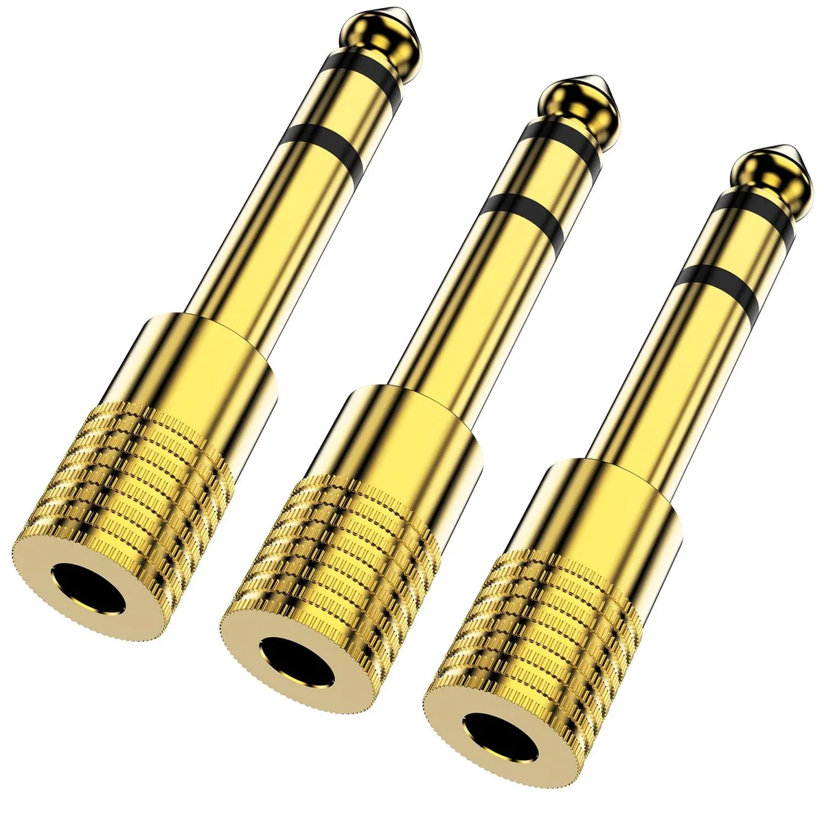BUCIER BUCIER Gold Plated 1/4 to 3.5mm Adapter 6.35mm Male to 3.5mm Female Stereo Audio Adapter 3 Pack — product photo