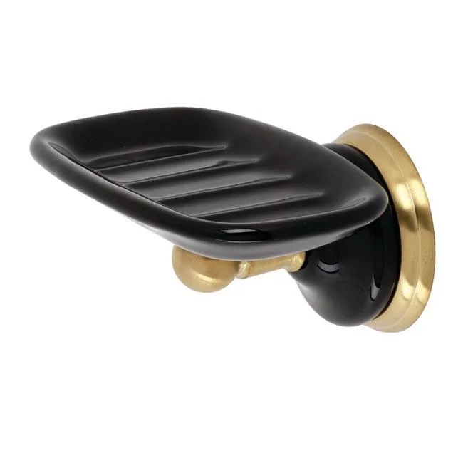 Wall-mounted brushed brass holder with four toothbrush slots and a tumbler cup