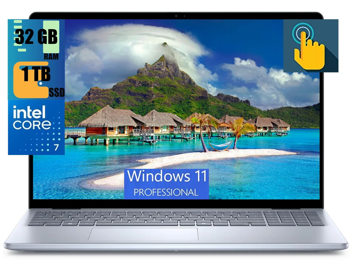 DELL DELL Inspiron 16 laptop 16" WUXGA touchscreen Intel Core 7 150U 10-core 32GB DDR4 1TB PCIe SSD Ice Blue — product photo