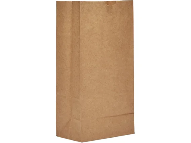 Kraft paper grocery bag with gussets and thumb notches