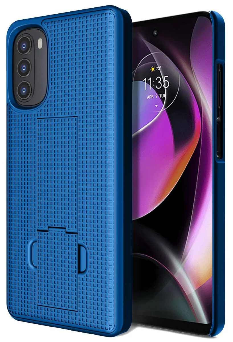 Nakedcellphone Nakedcellphone Textured Phone Case with Kickstand Cobalt Blue for Moto G 5G (2022) XT2213 — product photo