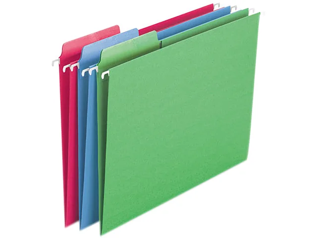 Smead Smead 64031 Erasable FasTab Hanging File Folders 1/3-Cut Letter 11 pt Assorted 18/Box — product photo