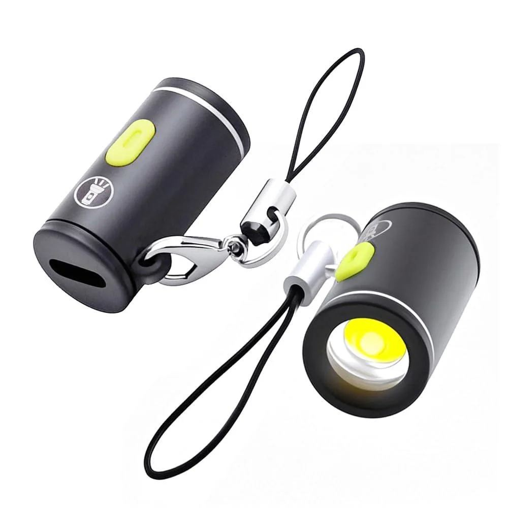 Two tiny silver USB-C LED lights, each 25 by 12.8 mm, 210 lumens output