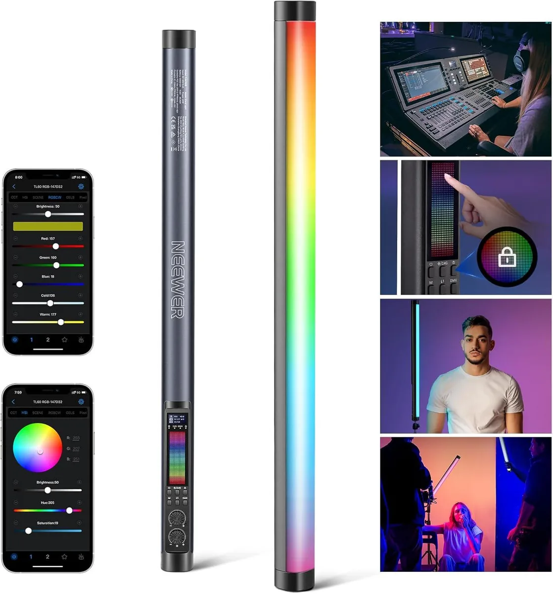WUQ WUQ TL60 RGB Tube Light 20W 26in 2500-10000K CRI97+ — product photo