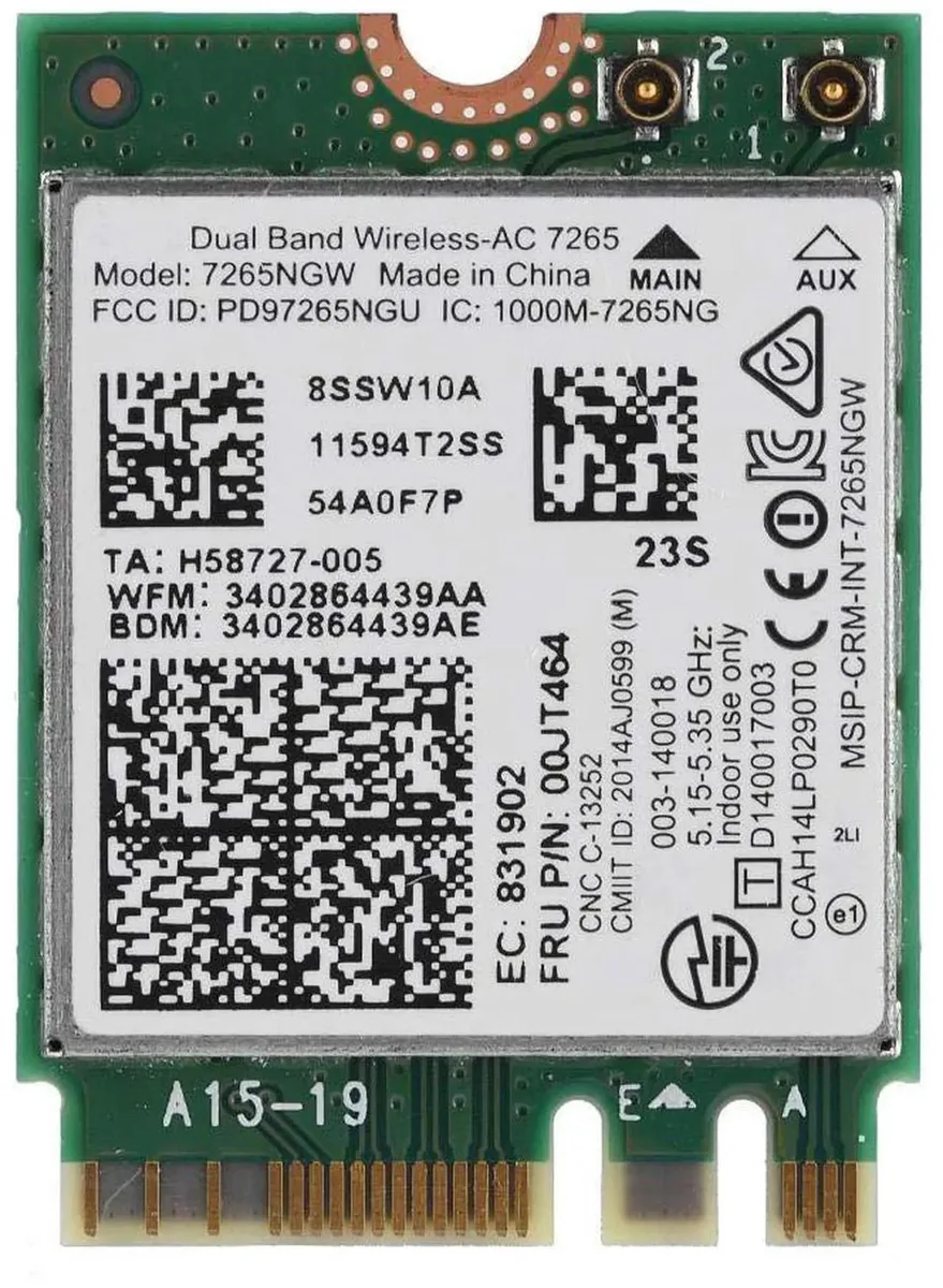 Vszerda Vszerda 7265 AC 802.11 a/b/g/n/ac dual band 2.4/5G 867+300M NGFF M.2 Wi-Fi adapter — product photo