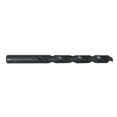 Silver cylindrical twist drill bit with black oxide coating and conventional point
