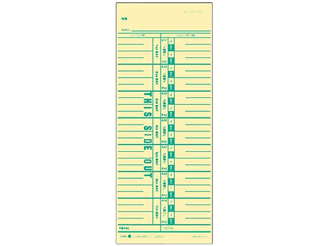 TOPS TOPS 1256 Time Card 3-1/2 x 9 500/Box — foto do produto
