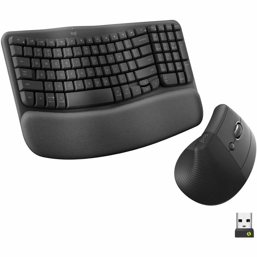 Logitech Wave Keys wireless keyboard in graphite with integrated cushioned palm rest