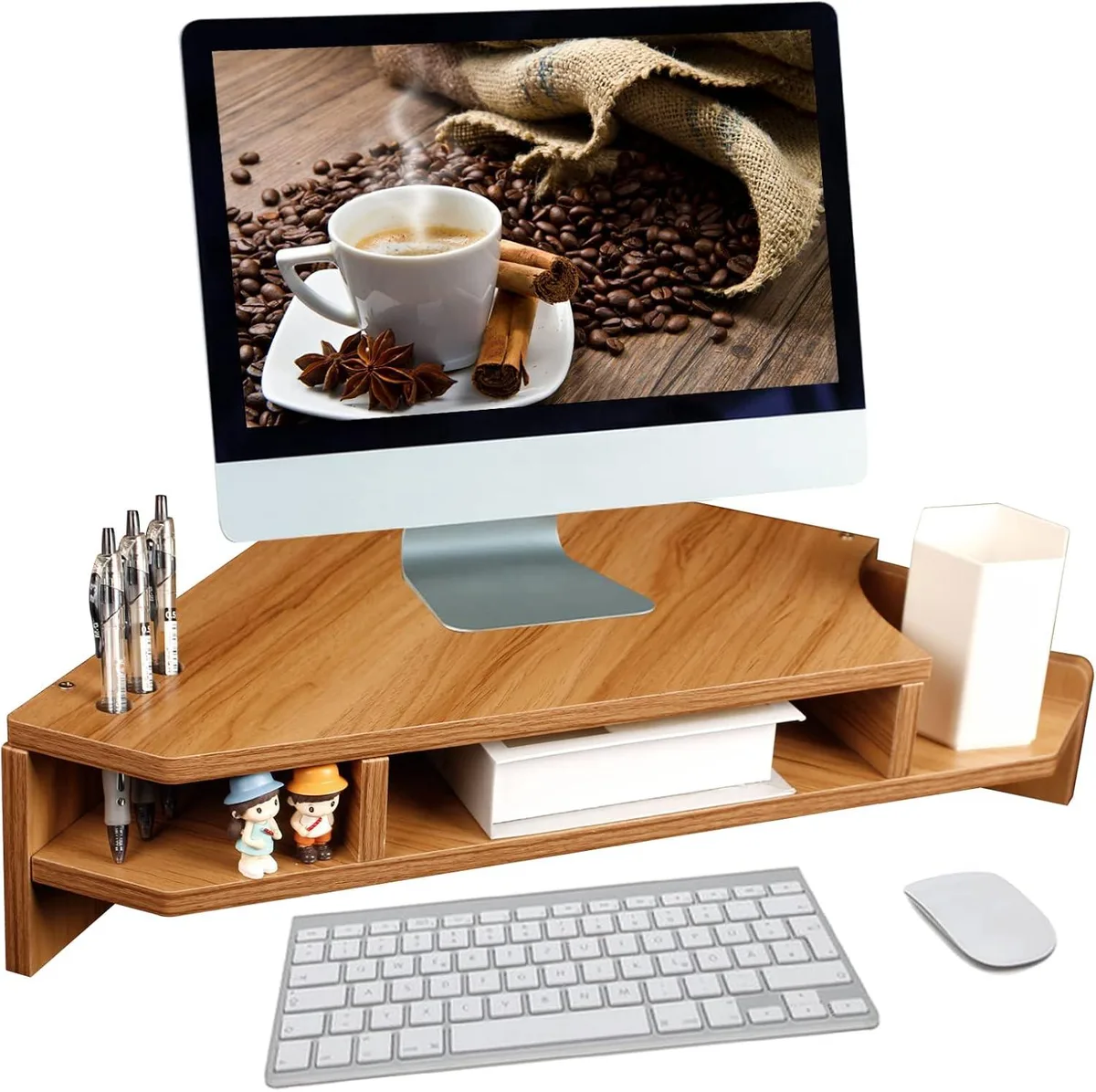 PISKEKAT PISKEKAT Triangle Monitor Stand Riser Walnut .5 inch 4.5 inch — product photo