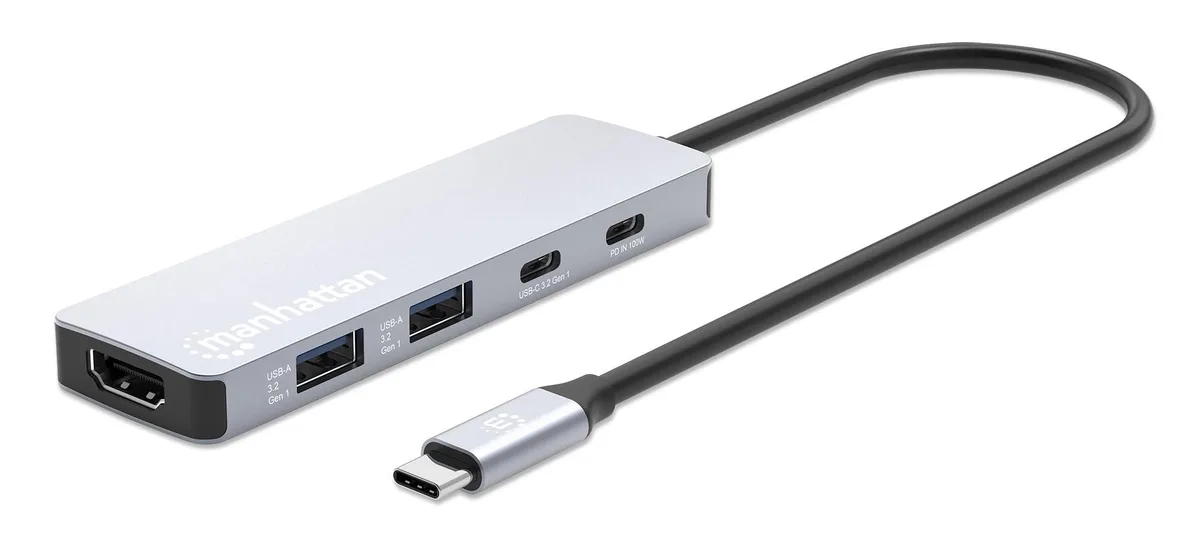 MANHATTAN MANHATTAN 190411 5-in-1 USB-C Docking Station Space Gray — product photo