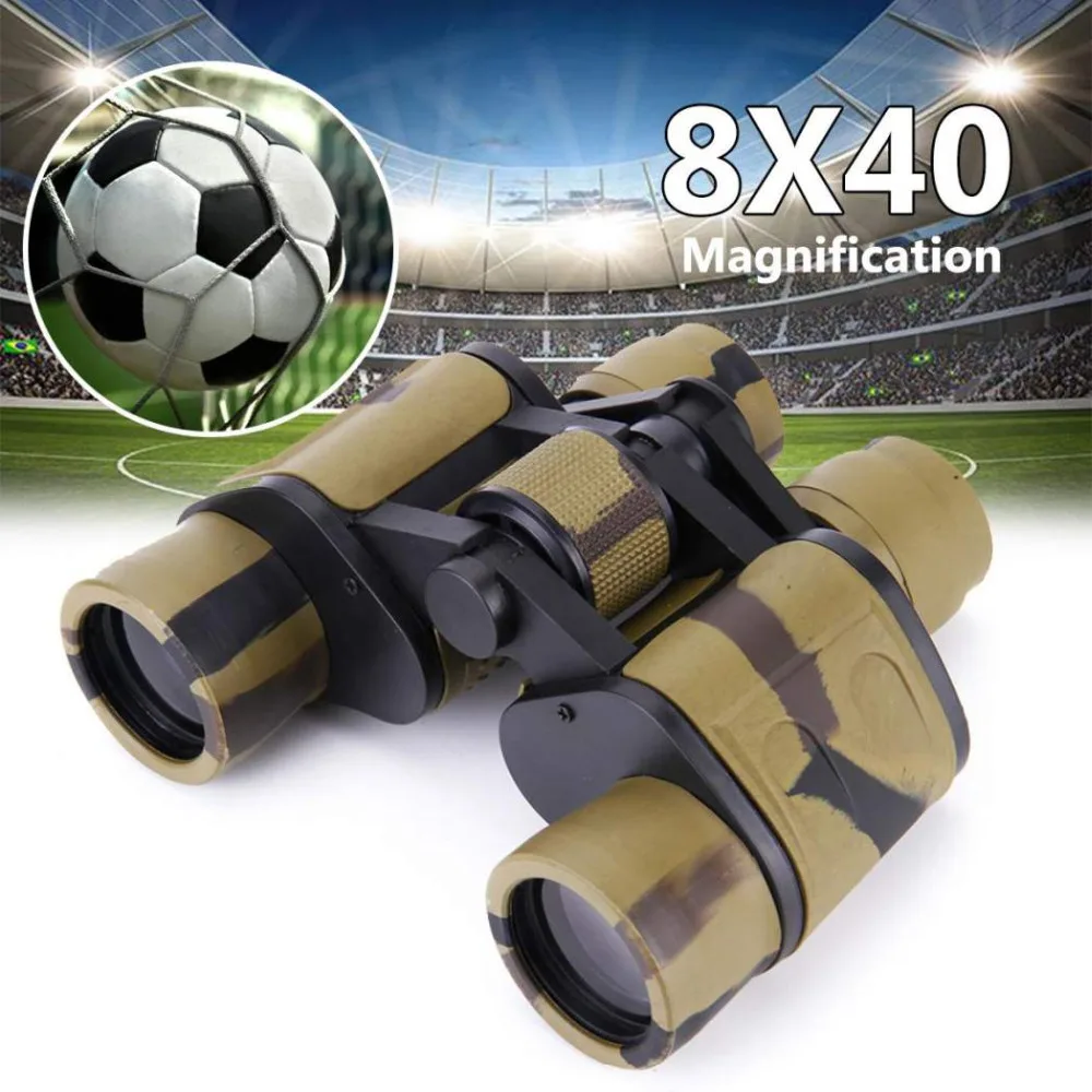 Camouflage 8x40 binoculars with central focus wheel, rubber armour and carry case