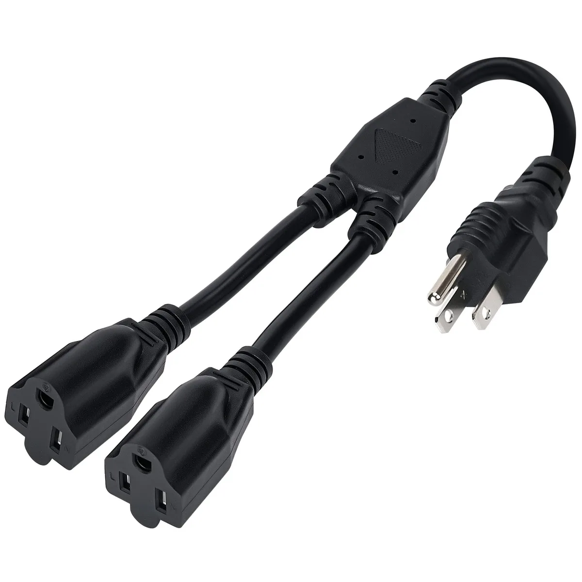  Elecan ZJ-3 3-Prong Y Splitter Power Extension Cord 1 FT Straight Plug 16AWG 13A 125V UL — product photo