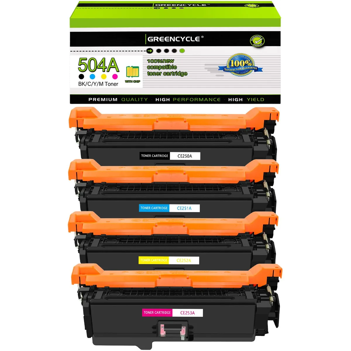 GREENCYCLE GREENCYCLE 504A 4-Pack Toner Cartridge CE250A CE251A CE252A CE253A — product photo