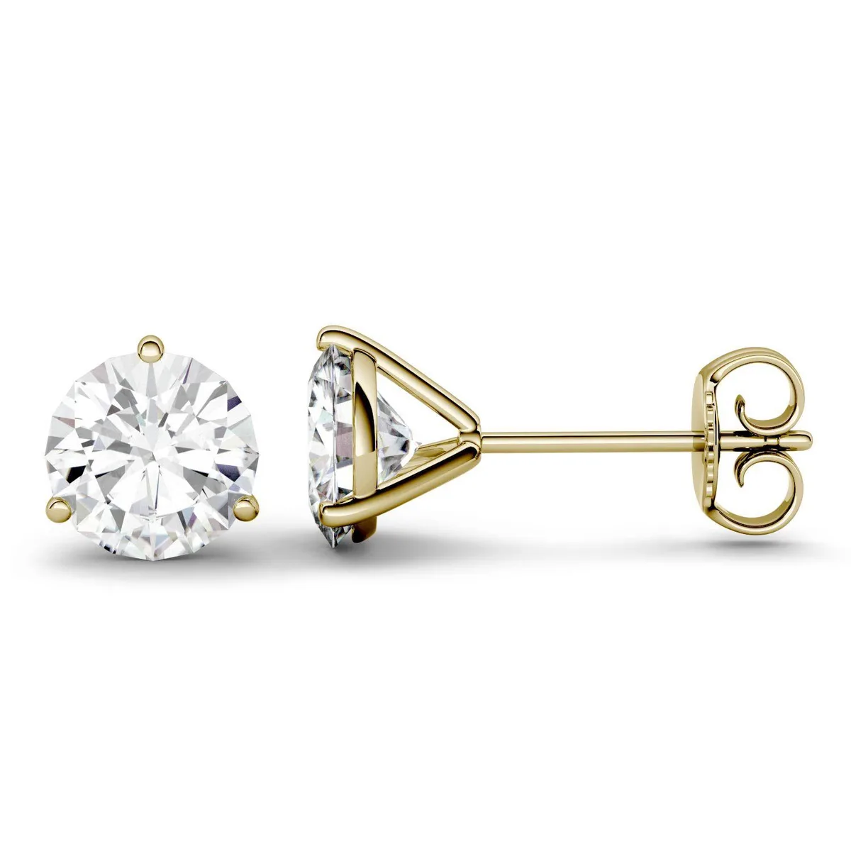 Charles &amp; Colvard Charles &amp; Colvard 14K Yellow Gold Moissanite 5.0mm Round Stud Earrings 1.00cttw DEW — product photo