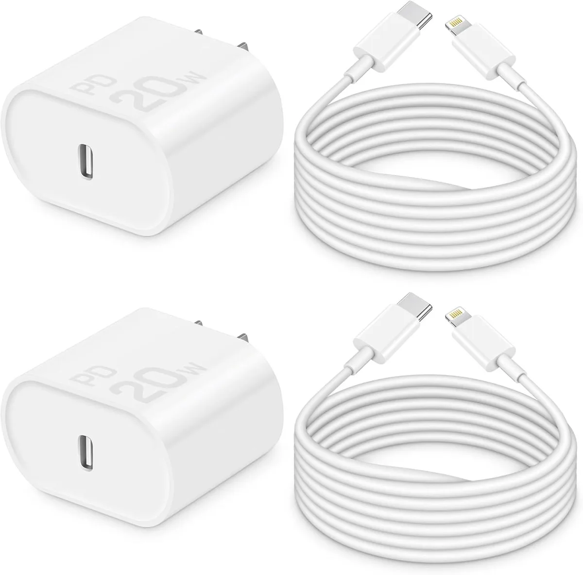 ONITOON ONITOON 20W PD Wall Charger 10ft Cable 2-Pack MFi-Certified — product photo
