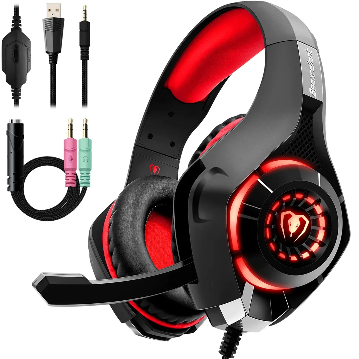 Beexcellent Beexcellent GM-1 Fire Red 3.5mm Gaming Headset — product photo