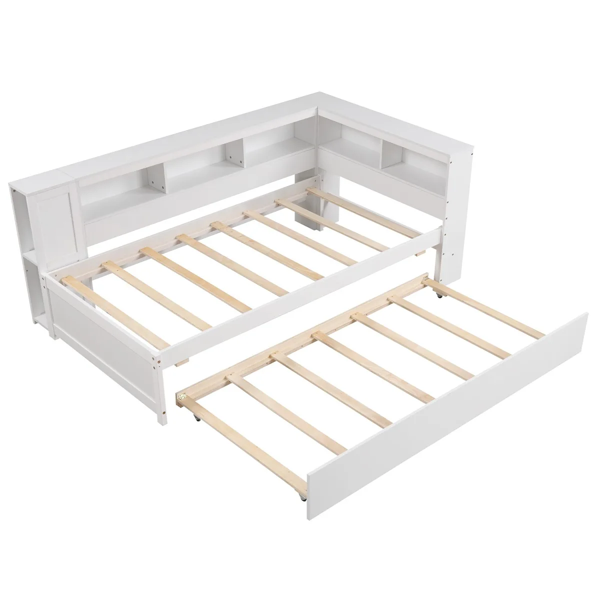 SlickBlue SlickBlue Twin Daybed with Trundle and Shelves White — product photo