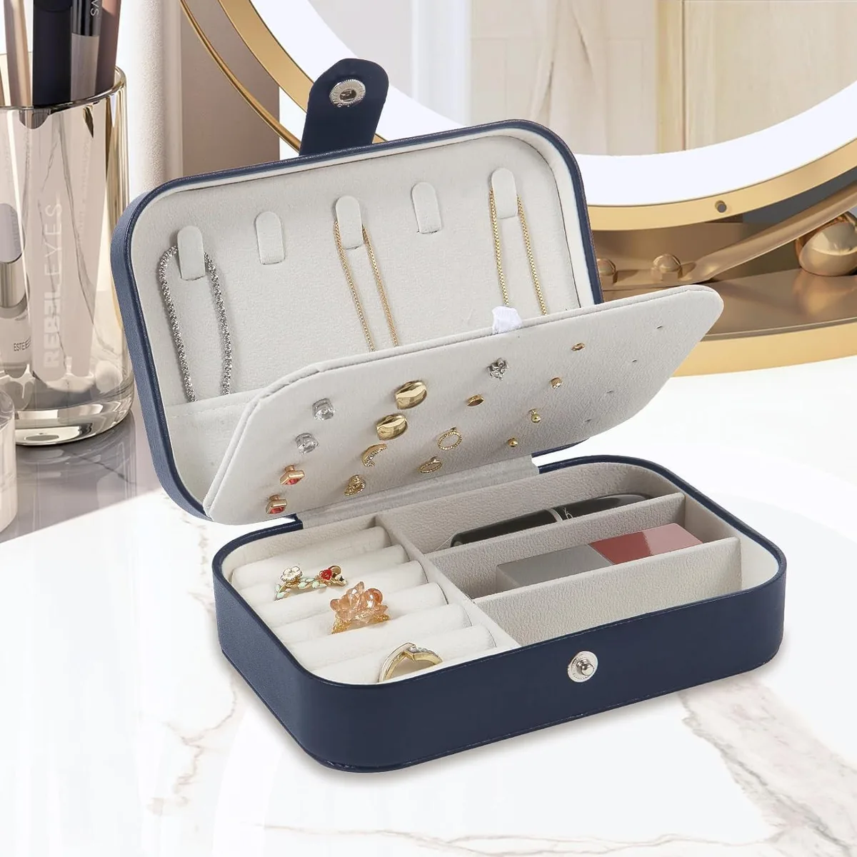 anicestore anicestore Jewelry Box Organizer Navy Blue 6.3" x 4.3 — product photo