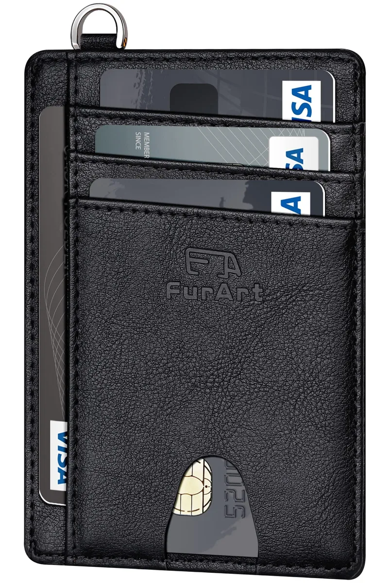  FurArt Slim Wallet RFID Black 3.15" x 4.6" x .25 — product photo