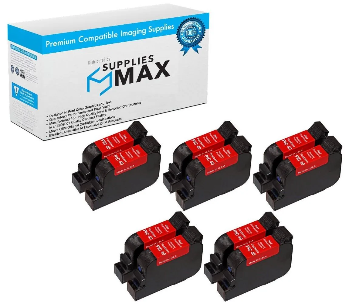 SuppliesMax SuppliesMax Remanufactured Inkjet Cartridge Red 10 Pack for Francotyp-Postalia PostBase 20 30 45 65 85 — product photo