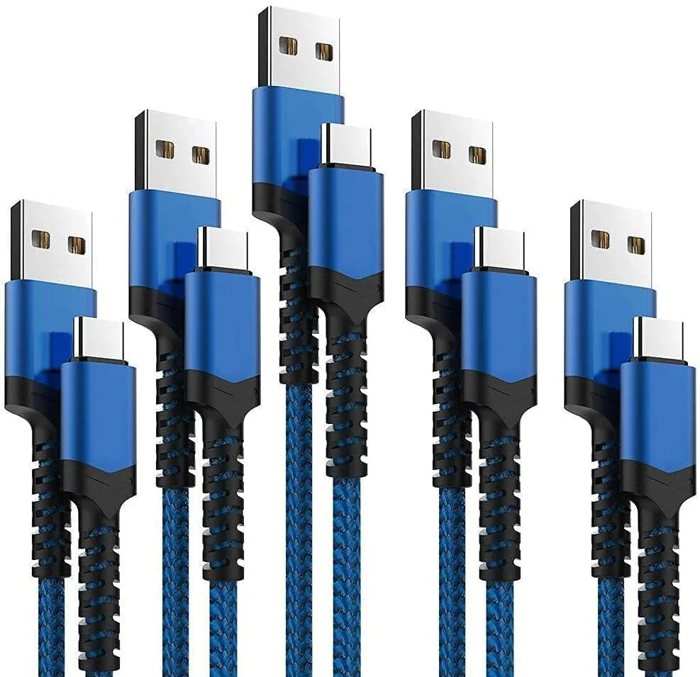 Kootion Kootion USB Type C Cable 5Pack 3/3/6/6/10FT Nylon Braided Navy Blue charger — product photo