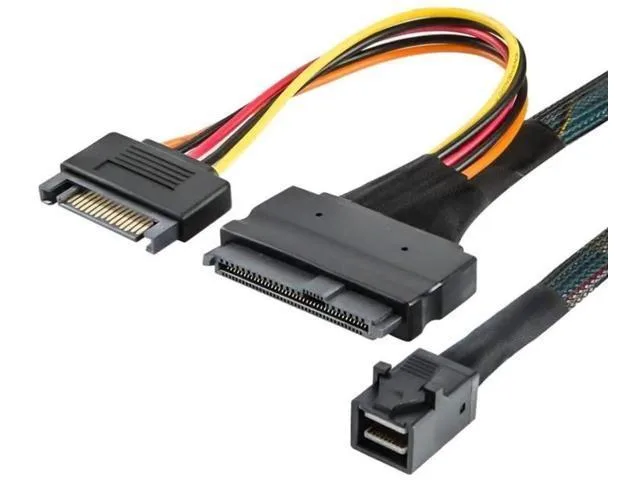 Fervit Fervit Mini SAS HD SFF8643 to SFF8639 12Gbps SAS 3.0 Cable 19.68in with SATA 15pin Y Power — product photo