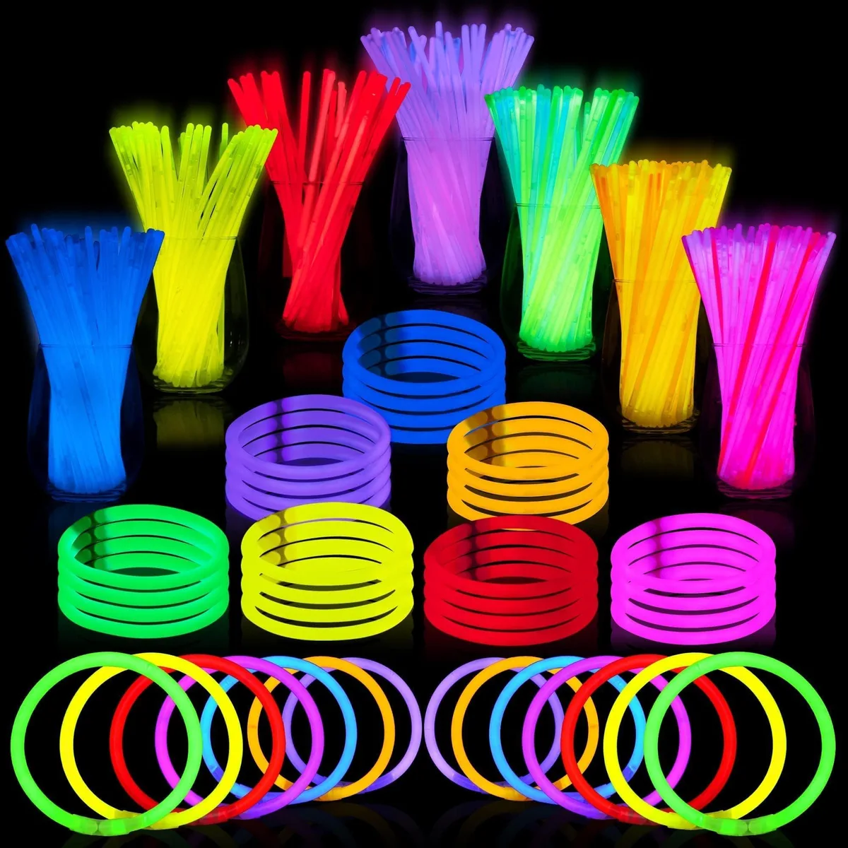  144 Pcs 8" Glow Sticks Party Favors Pack — product photo