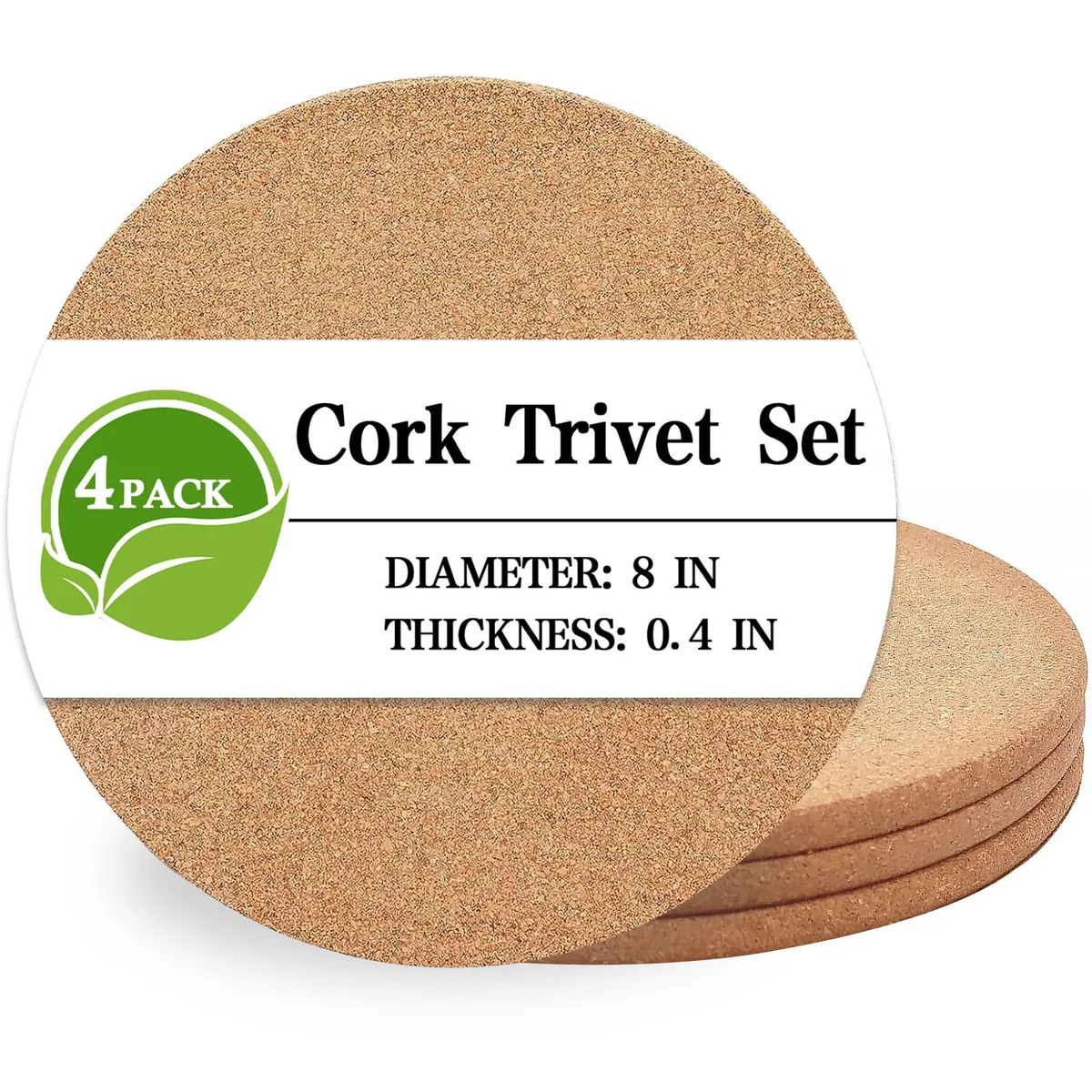  Cork Trivet 4 Pack High Density Thick Cork Coasters Set — product photo