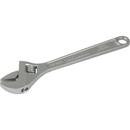 10-inch adjustable wrench, chrome finish, drop forged