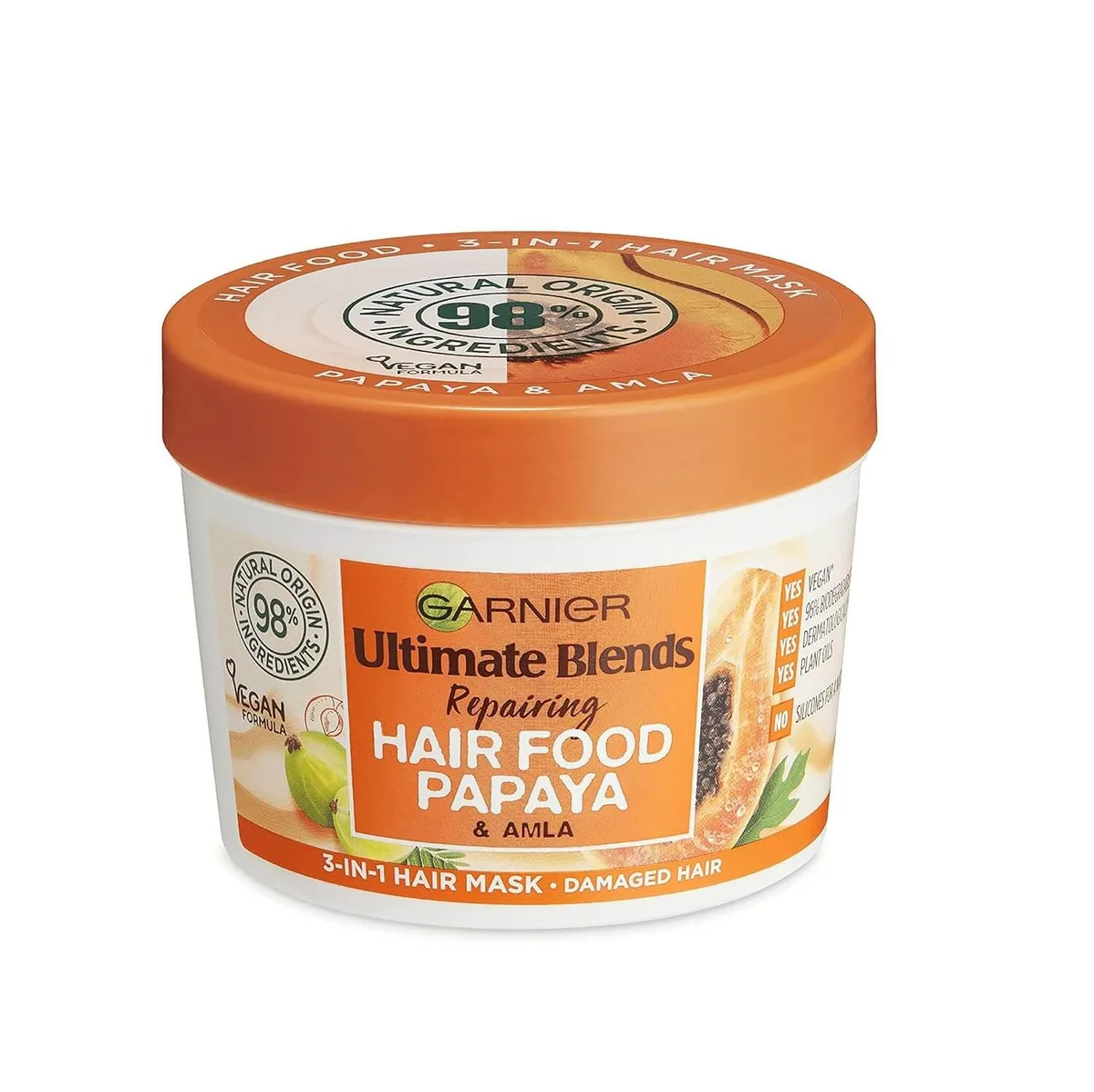 Garnier Garnier Ultimate Blends Hair Food Papaya 3-In-1 Damaged Hair Mask Treatment 13.19 Fl Oz — product photo