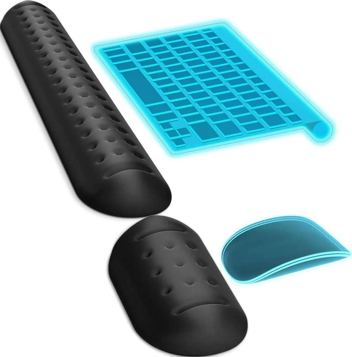 DIXSG DIXSG Memory Foam Keyboard &amp; Mouse Wrist Rest Set 2 Pcs Black — product photo