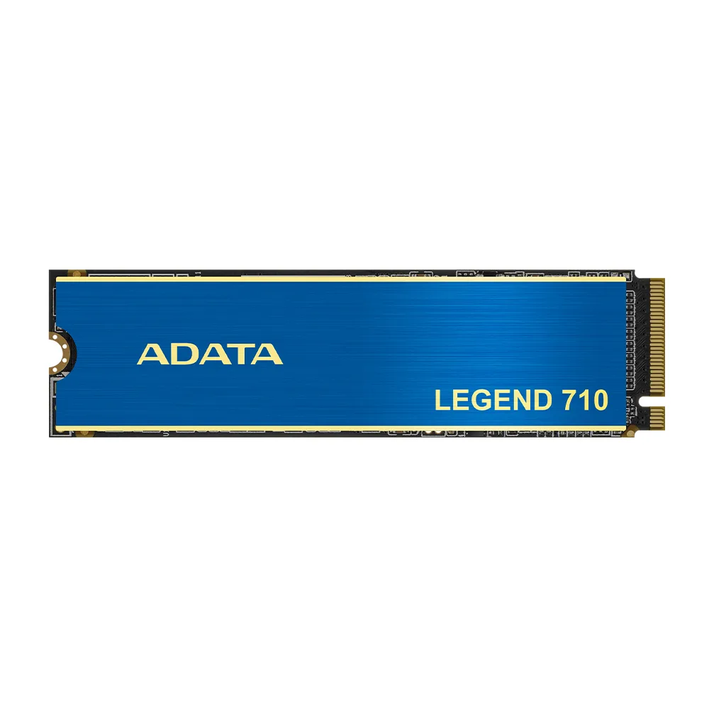Rectangular M.2 2280 SSD with silver heatsink and ADATA LEGEND 710 branding