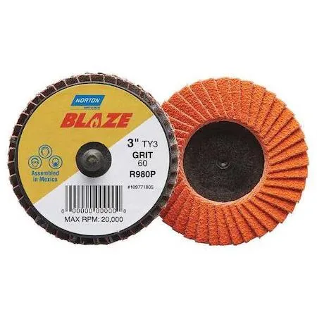 Norton Abrasives Norton Abrasives 77696090152 Blaze R980P Flap Disc 3in Grit 60 Type 27 — product photo