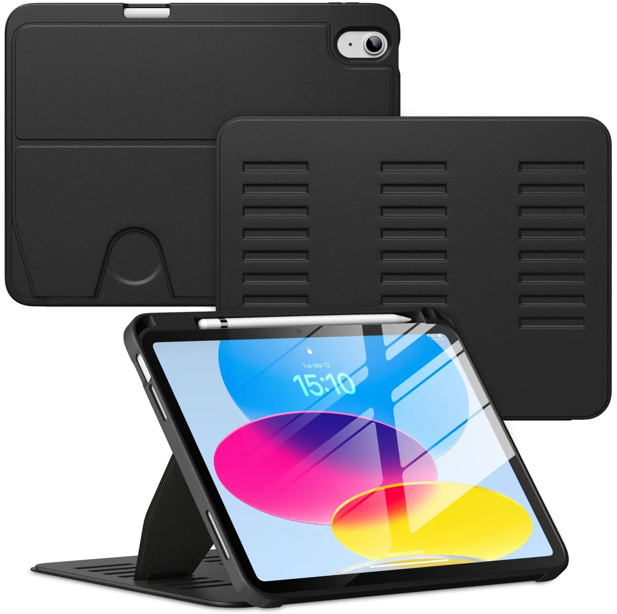 VIKESI Magnetic Stand Cover for iPad A16 11" & 10th Gen 10.9" Black — product photo