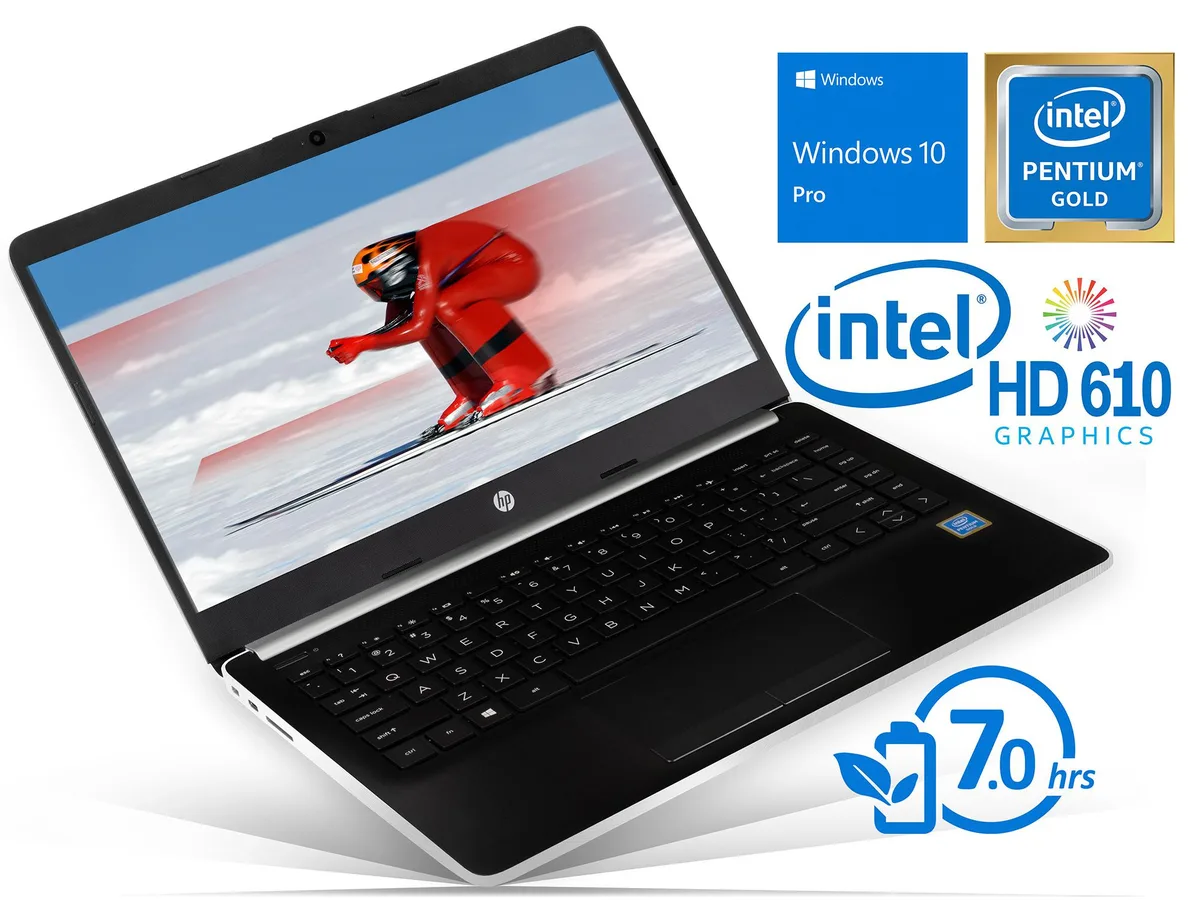 HP HP 14 laptop Pentium Gold 4417U 2.3GHz 8GB DDR4 256GB NVMe Windows 10 Pro — product photo