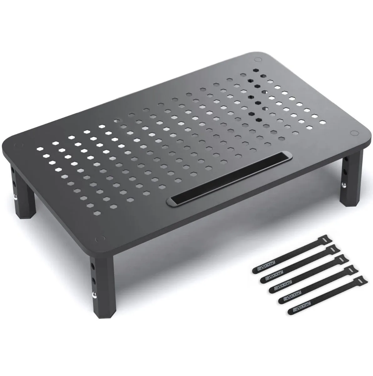 No Sew No Sew EVOOMI Monitor Stand Riser Gray 370x235x140mm 3 Heights — product photo