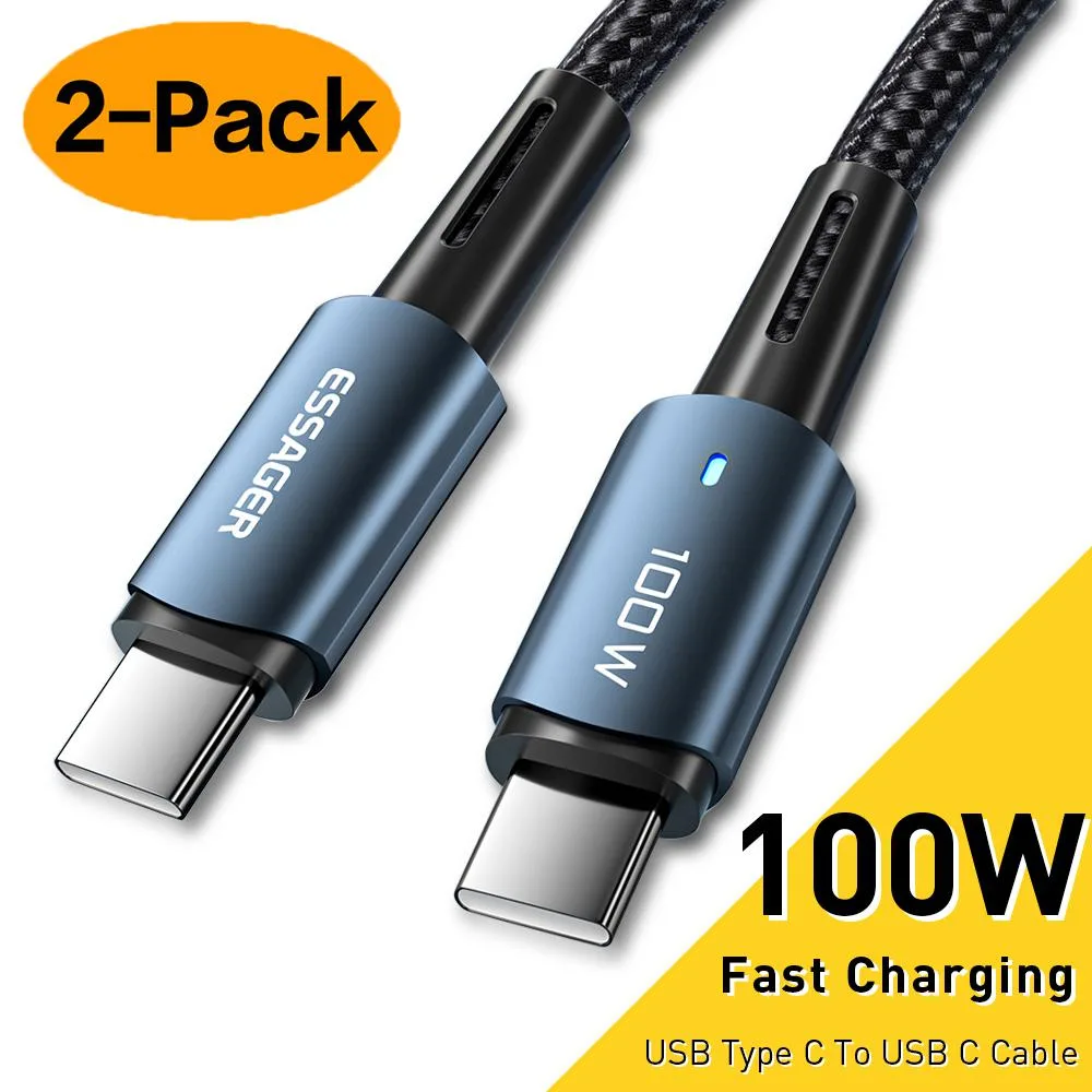 Jansicotek Jansicotek Essager CG100W USB-C to USB-C Cable 100W 3.3ft Blue 2 Pack — product photo