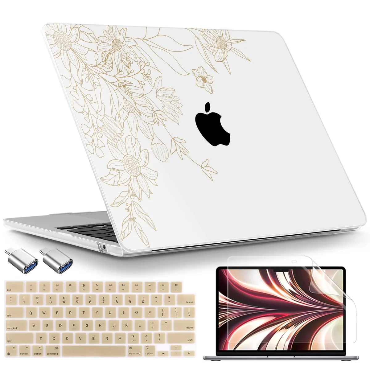 BoYata BoYata 2 in 1 Accessory for MacBook Air 13.6 inch Monoline Floral — product photo