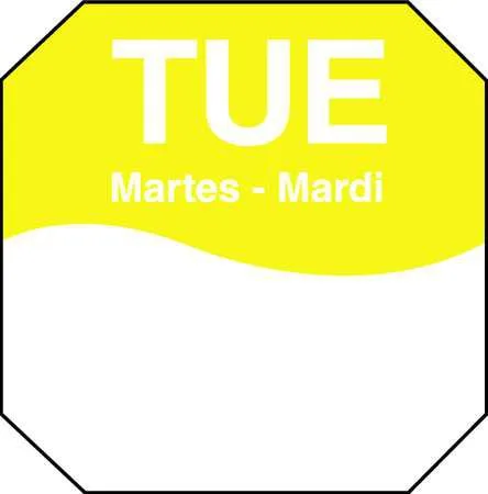 Daymark Daymark 1100602 Tuesday Day Label Yellow Octagon 1in PK1000 — product photo