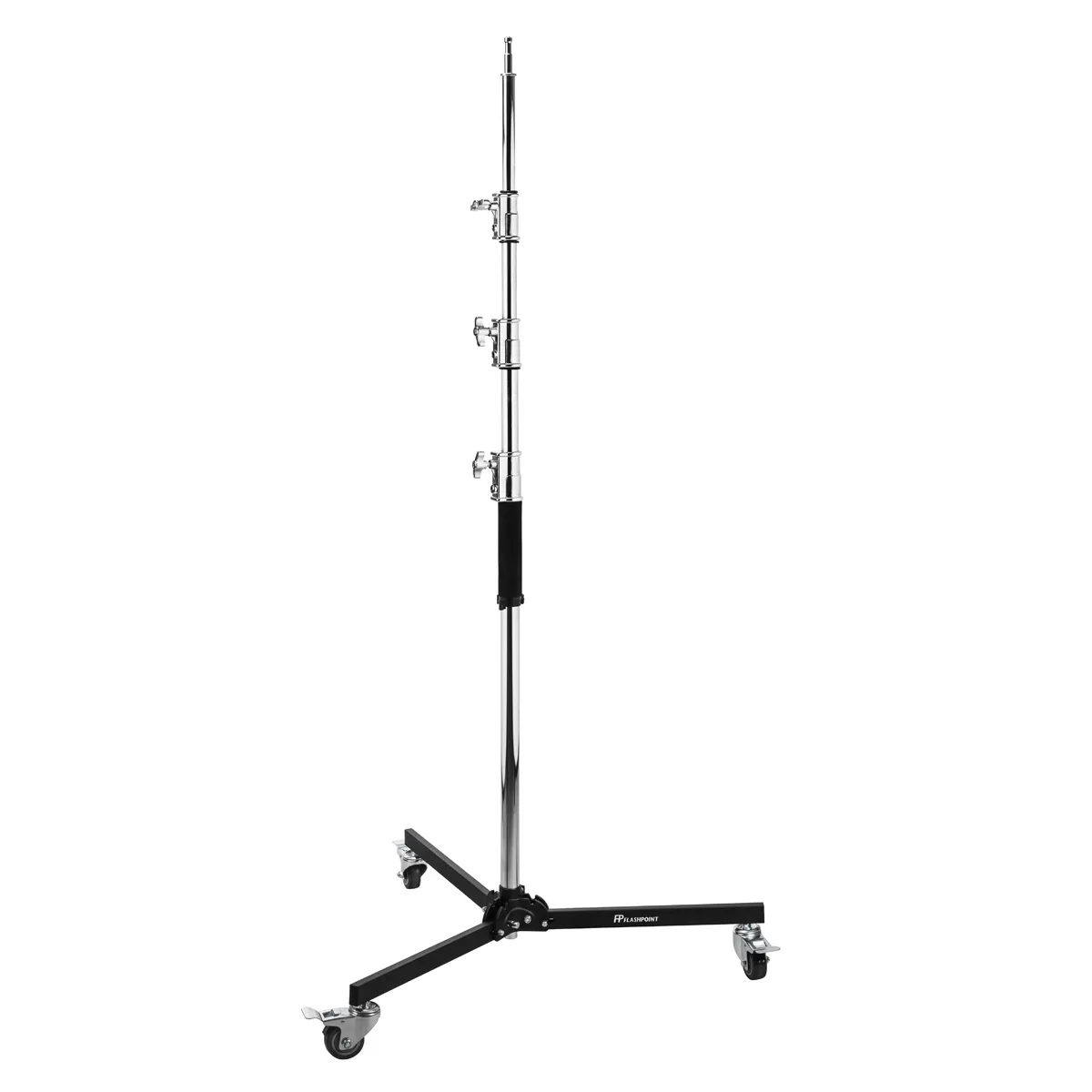 Flashpoint Brand Flashpoint Brand Folding Wheeled Base Stand 11 ft Black Chrome-plated 30.1-31 lbs — product photo